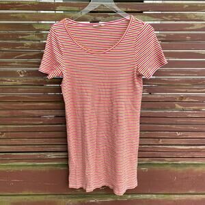 Madewell Swingy Tee Dress Mini Striped Ribbed Knit Scoop Neck Short Sleeve Small